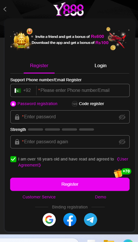 Y888 Game Register and login