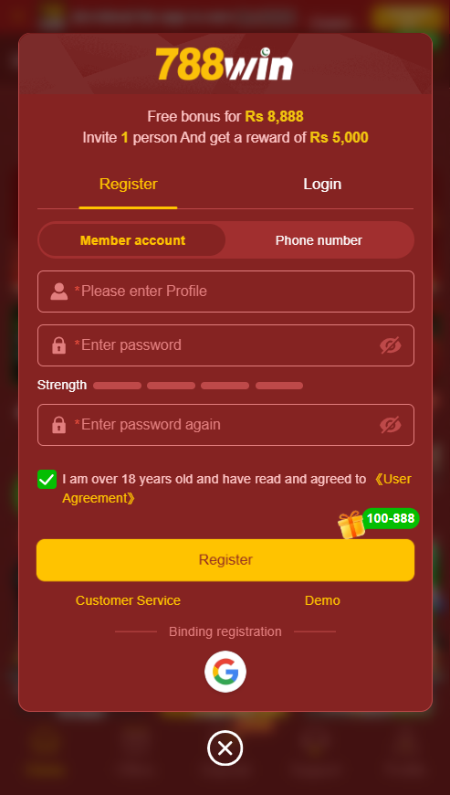 788Win Game Register and login