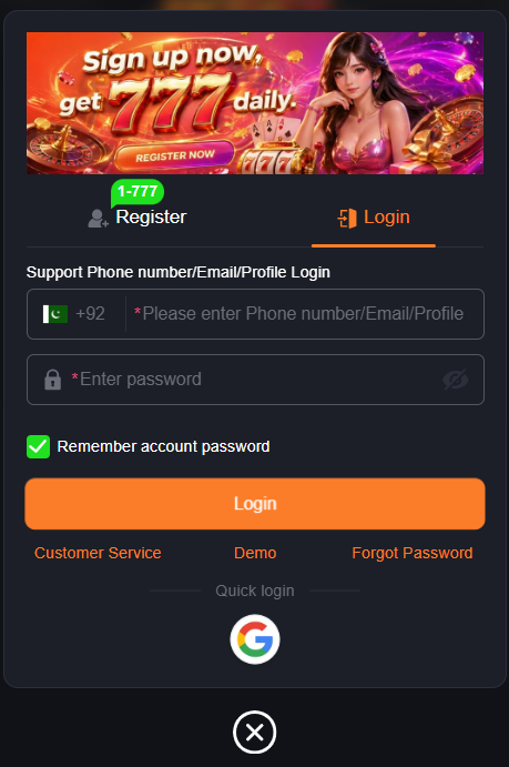 Register and Log In to the JK667 Game
